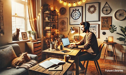 Man sitting at a desk and doing work